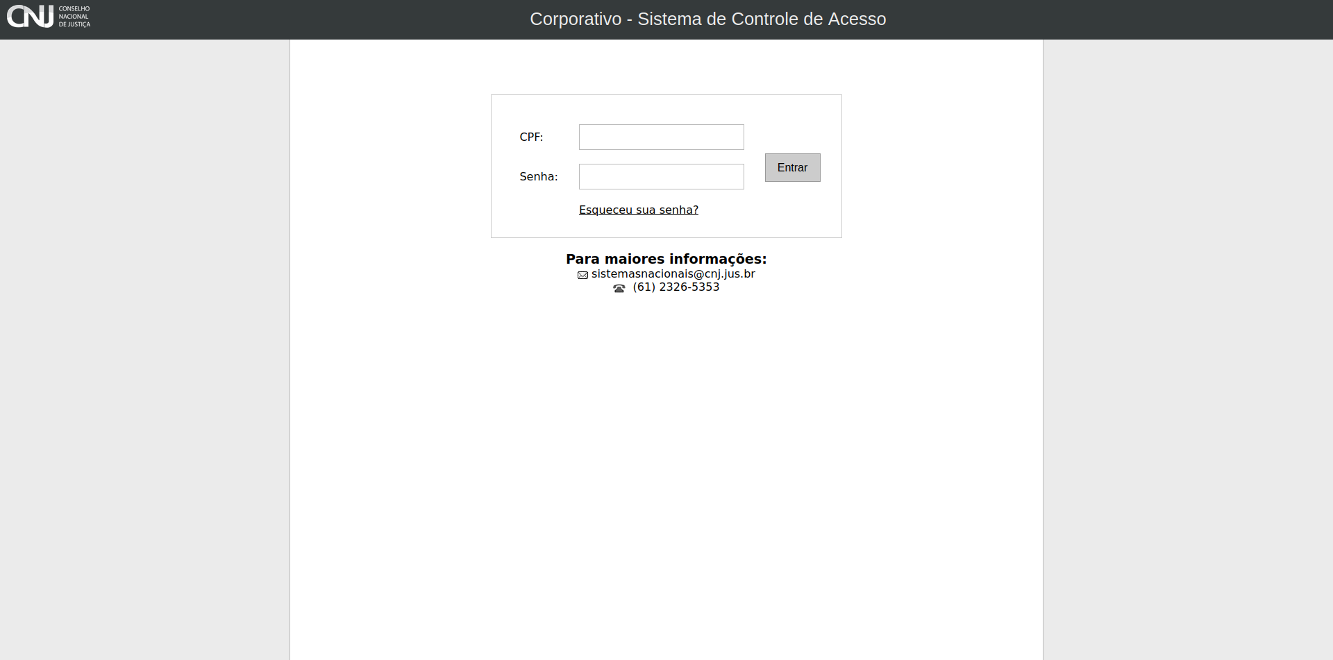 Tela login corporativo