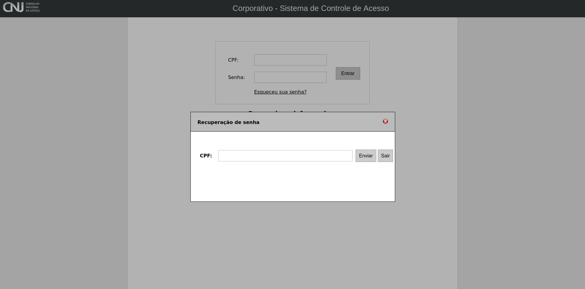 Corporativo recuperar senha