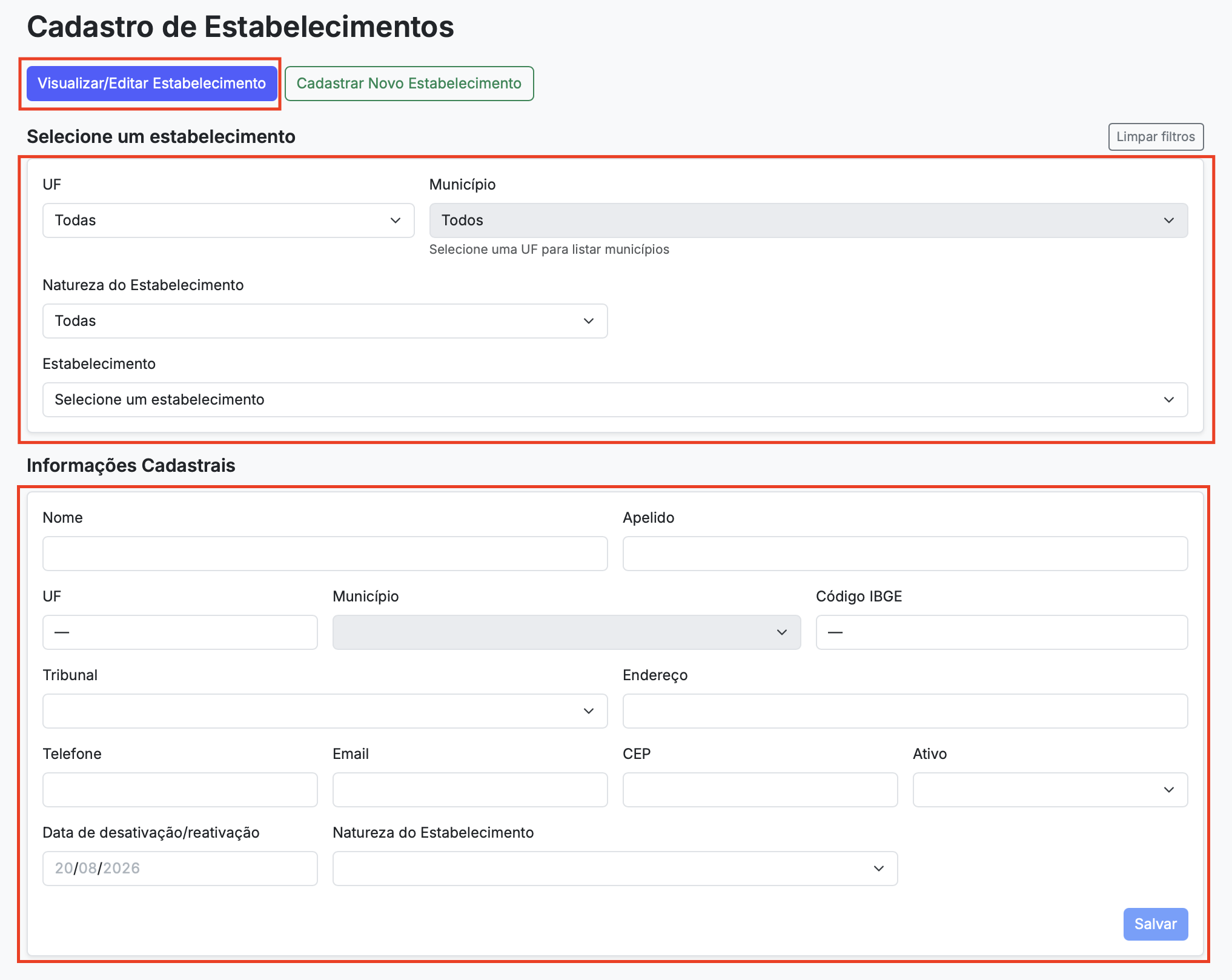 Selecionar Estabelecimento