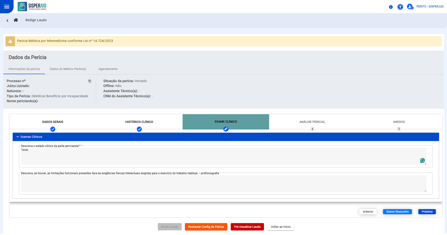 Botão próximo habilitado