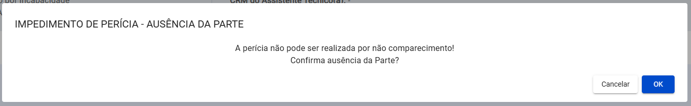 Mensagem impeditiva de Ausência da parte