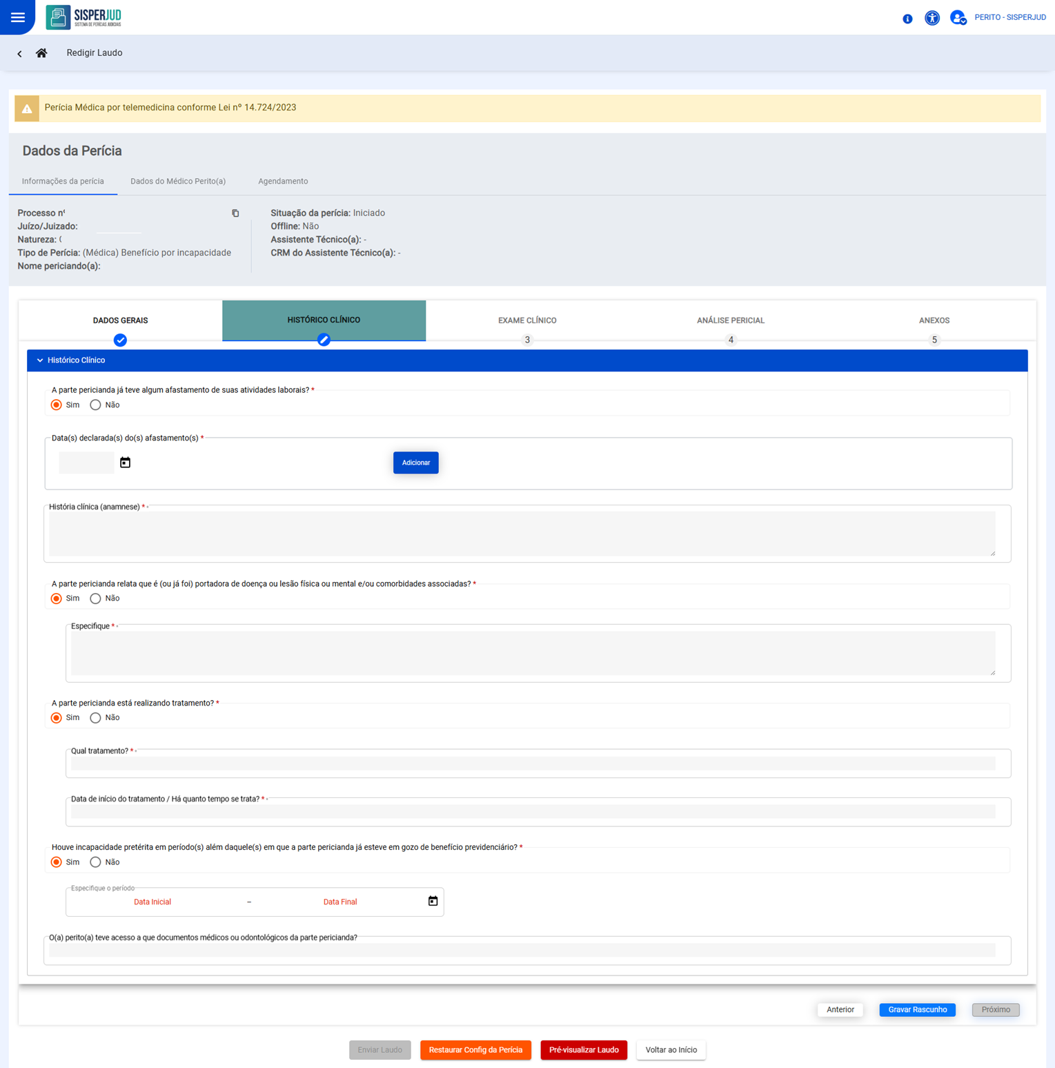 Campo obrigatórios em branco