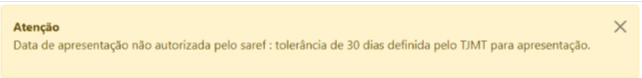Data Apresentação Não Autorizada