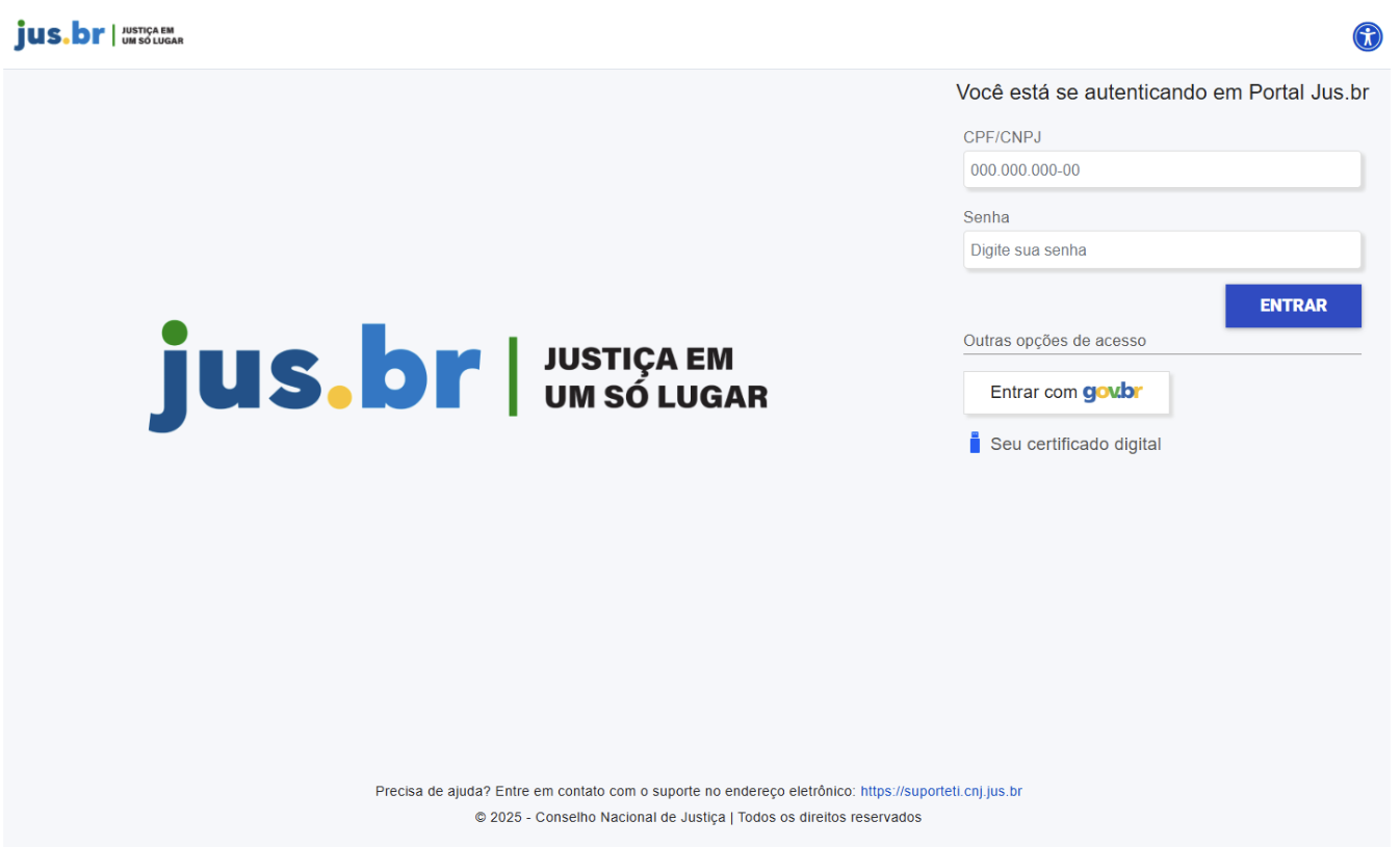 Figura 1 - Portal Jus.br (Acesso via Login e Senha)
