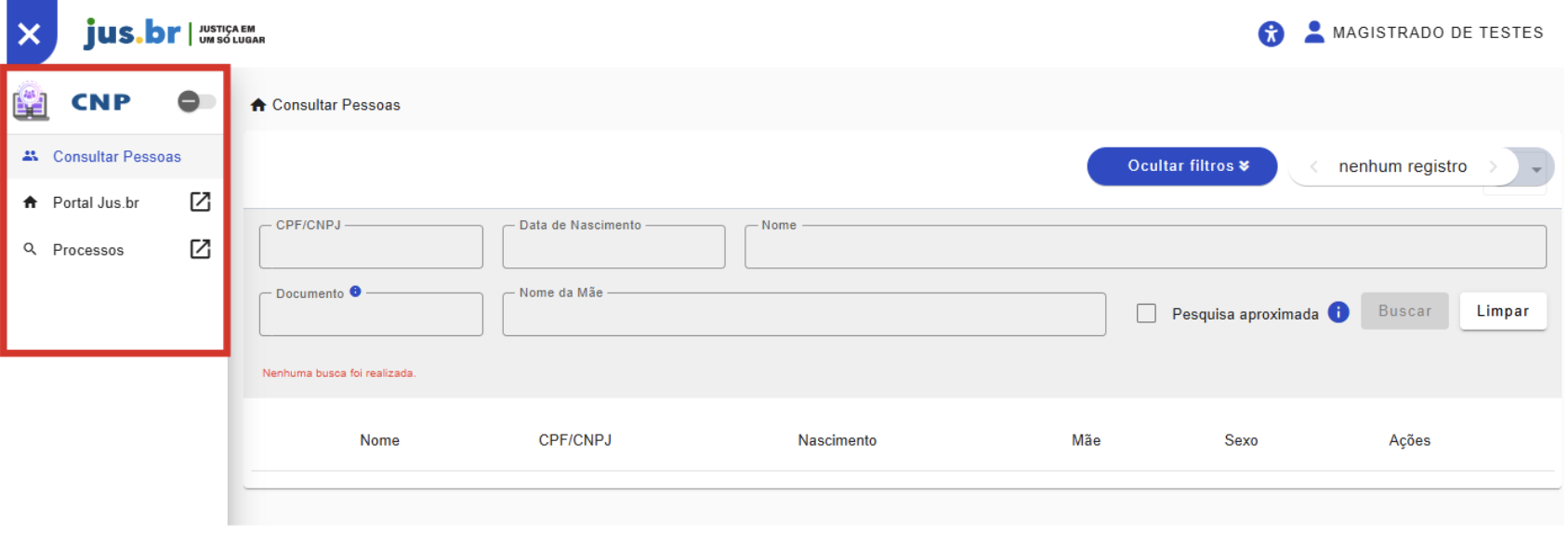 Figura 14 - Opções do Menu Principal