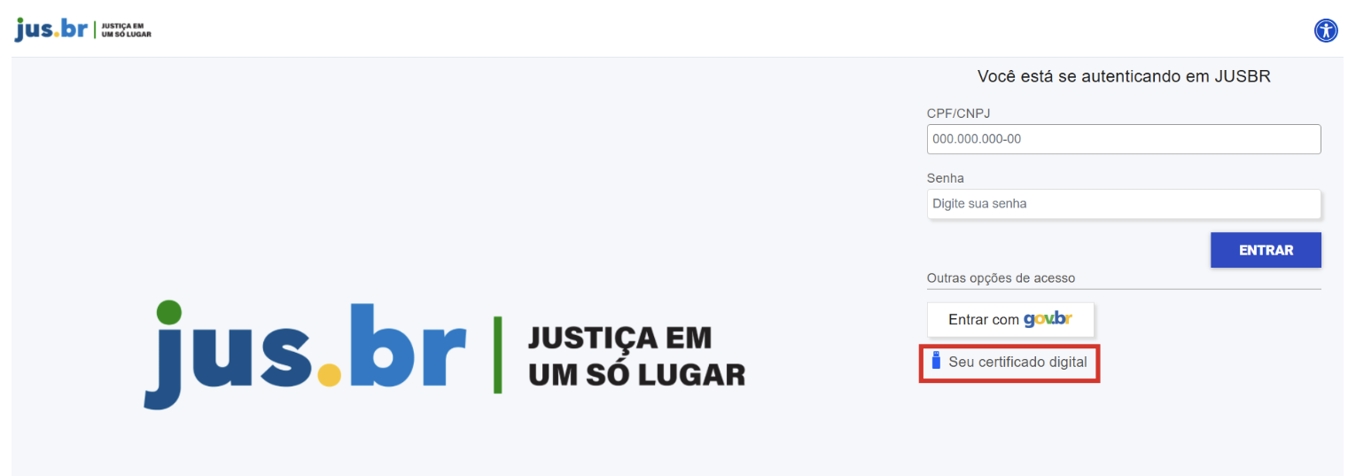 Figura 2 - Login de pessoa jurídica