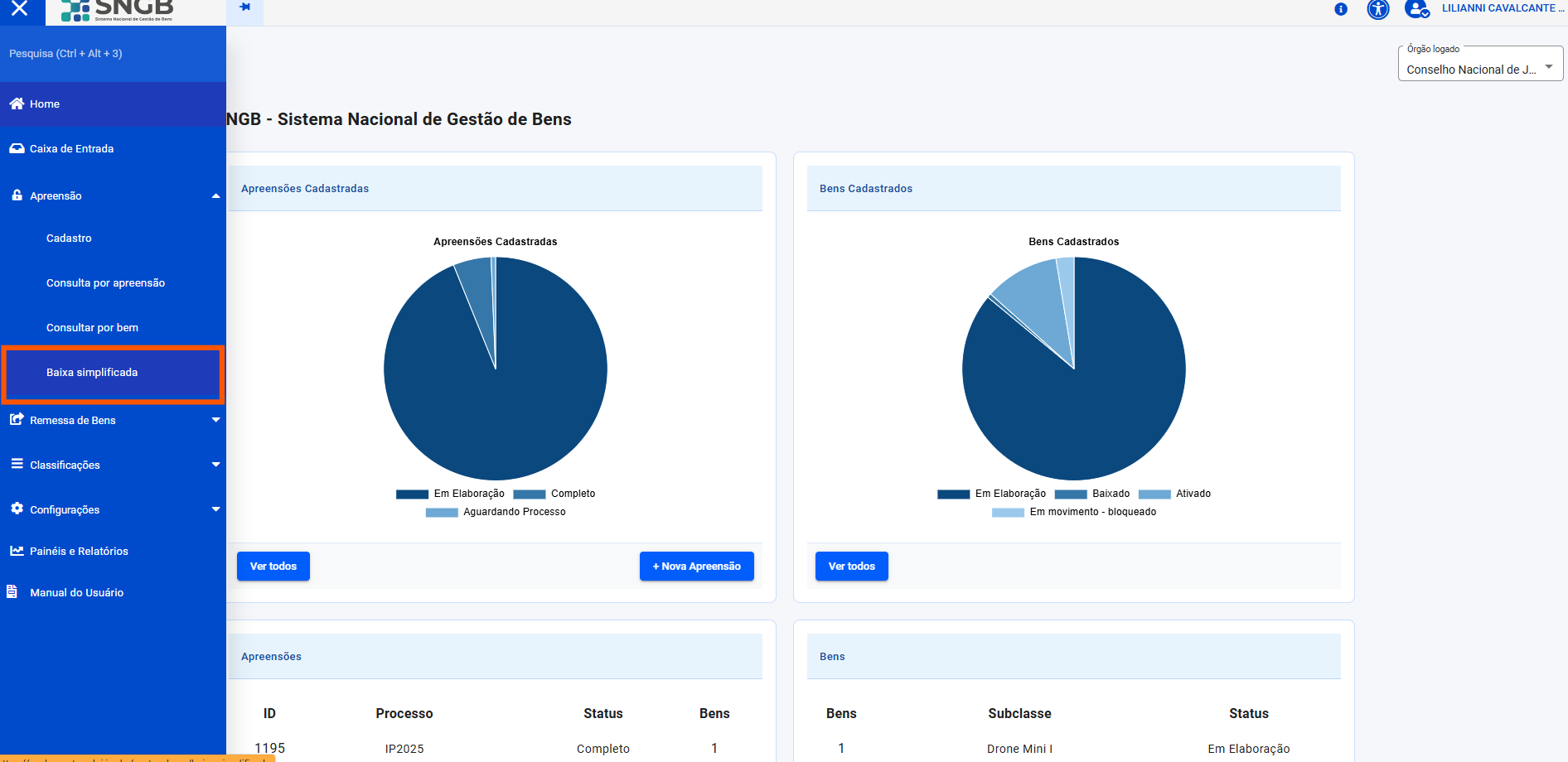 Tela SubMenu Baixa Simplificada