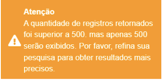Figura 31 -  Alerta de limite de registros exibido excedido