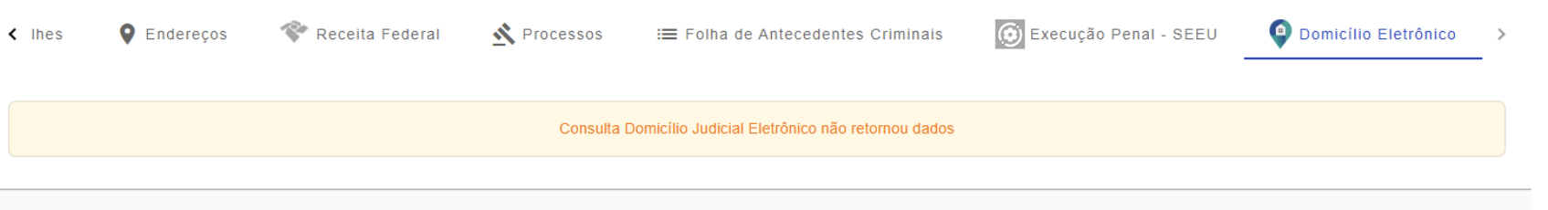 Figura 37 - Pessoa sem dados no Domicílio  Judicial Eletrônico