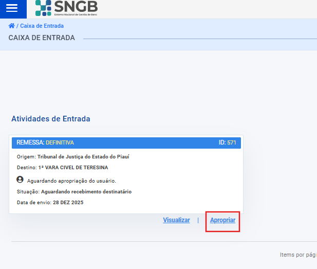 Figura 101 - Botão apropriar