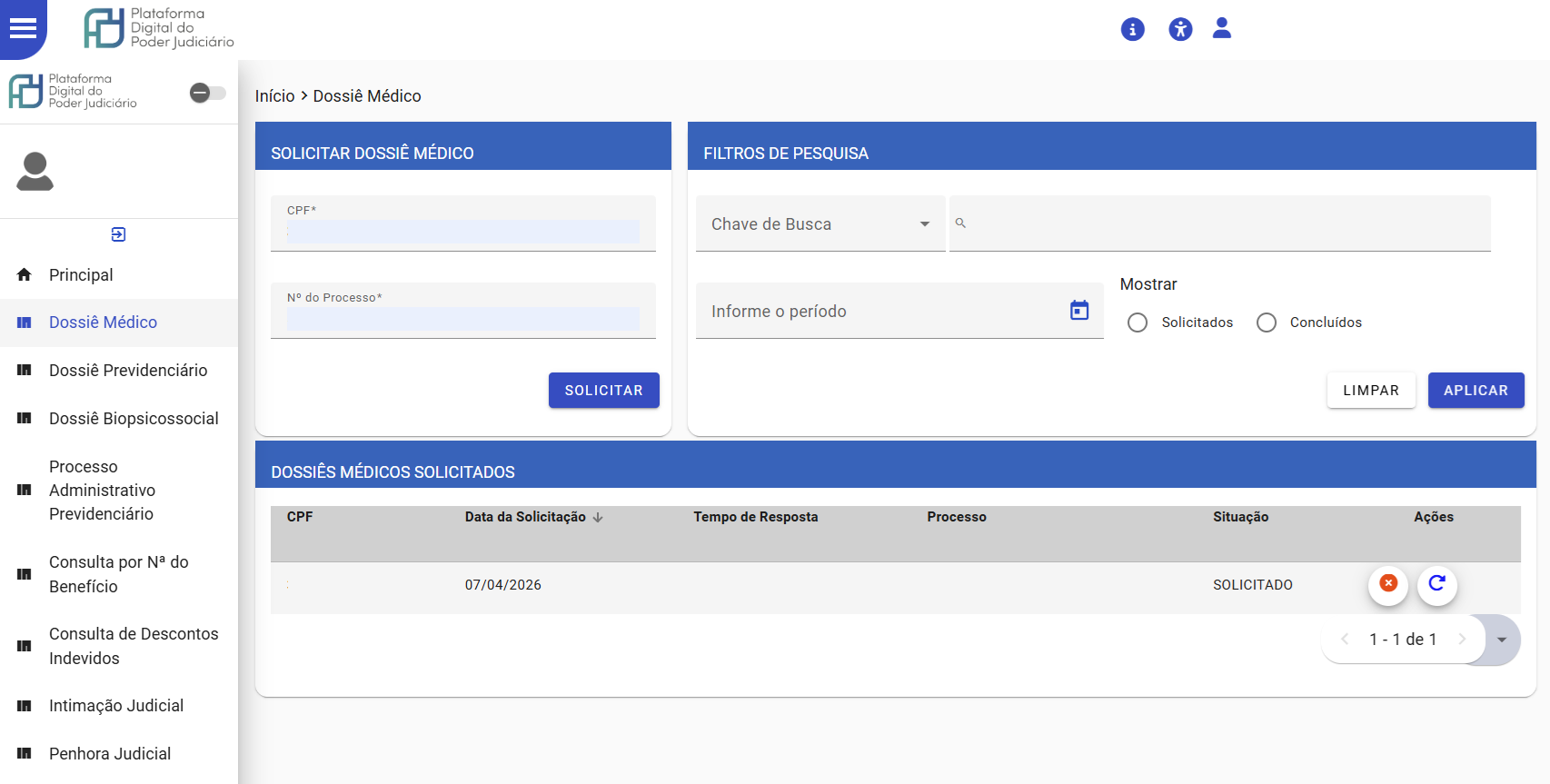 Solicitar Dossiê Médico