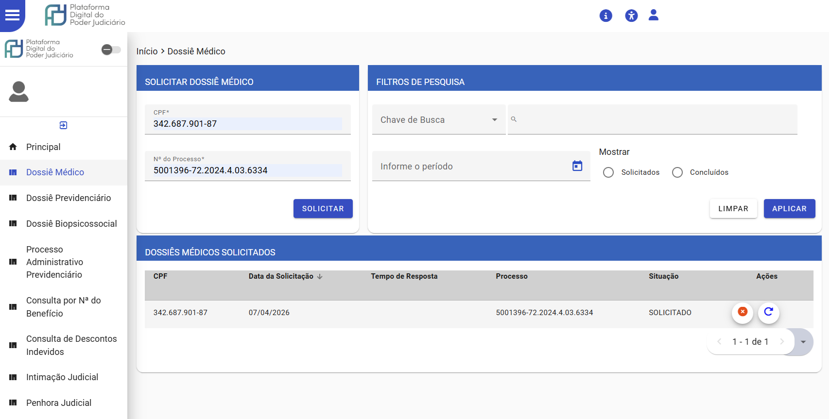 Solicitar Dossiê Médico