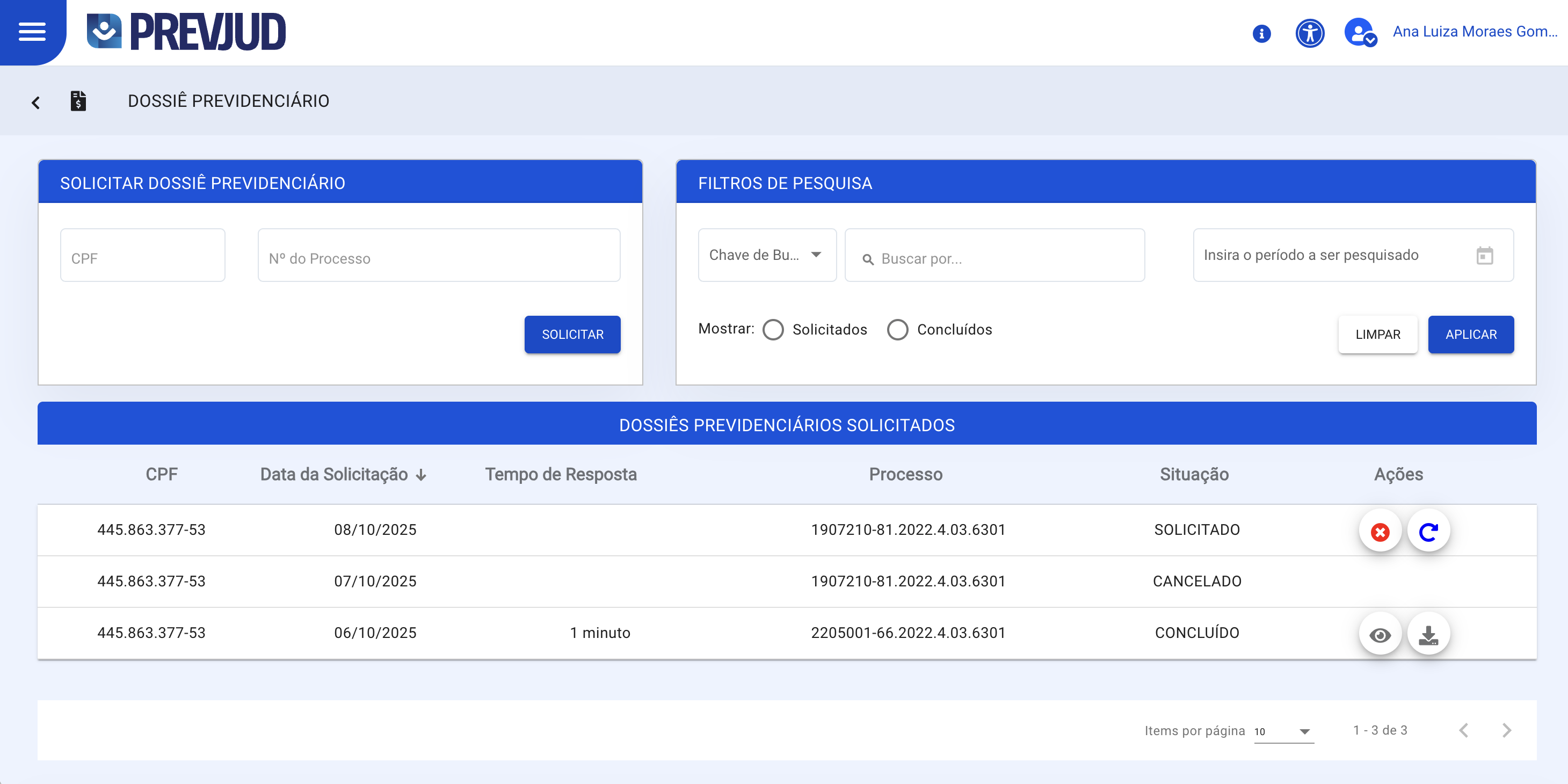 Solicitar Dossiê Previdenciário