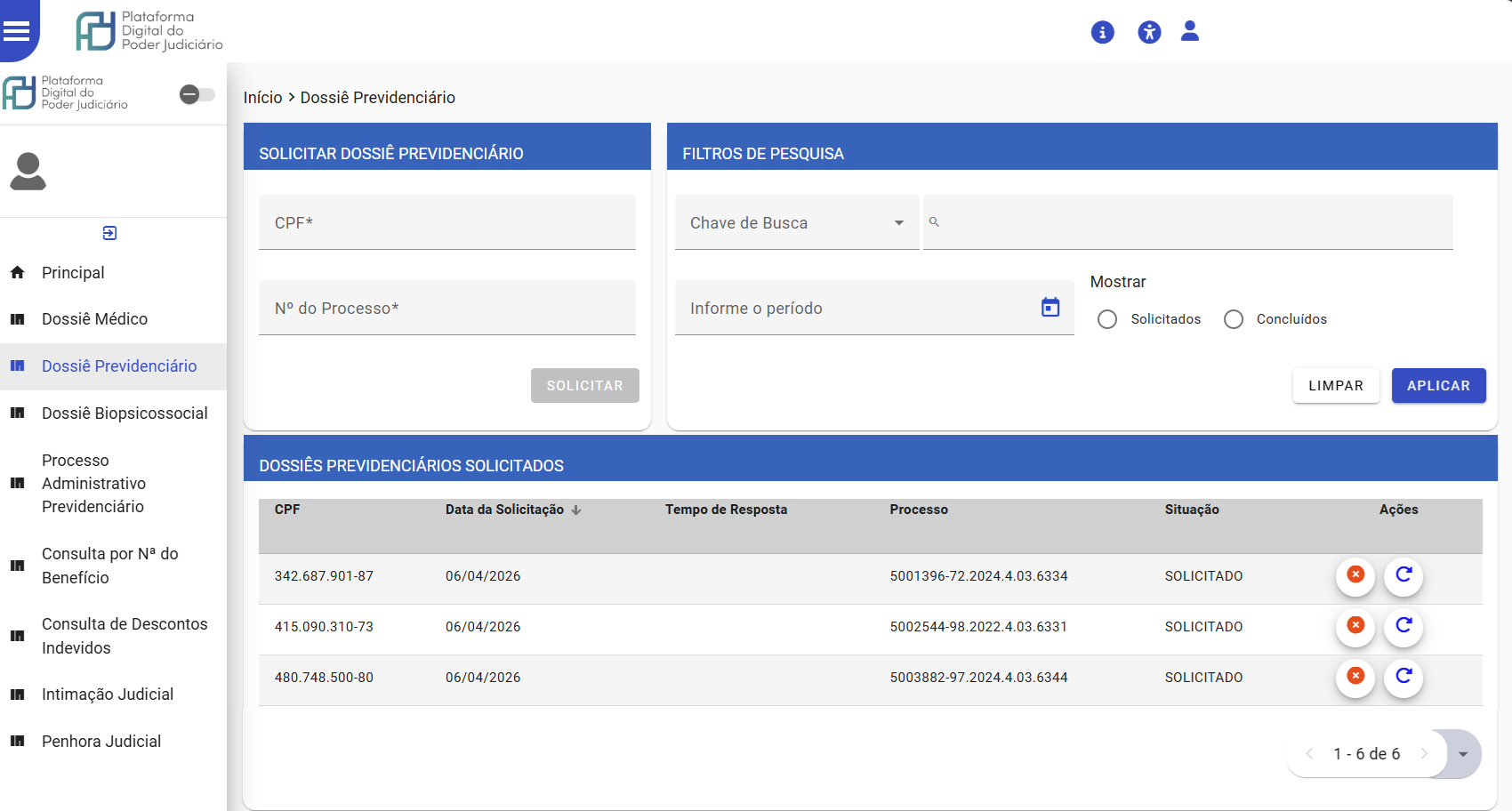 Solicitar Dossiê Previdenciário