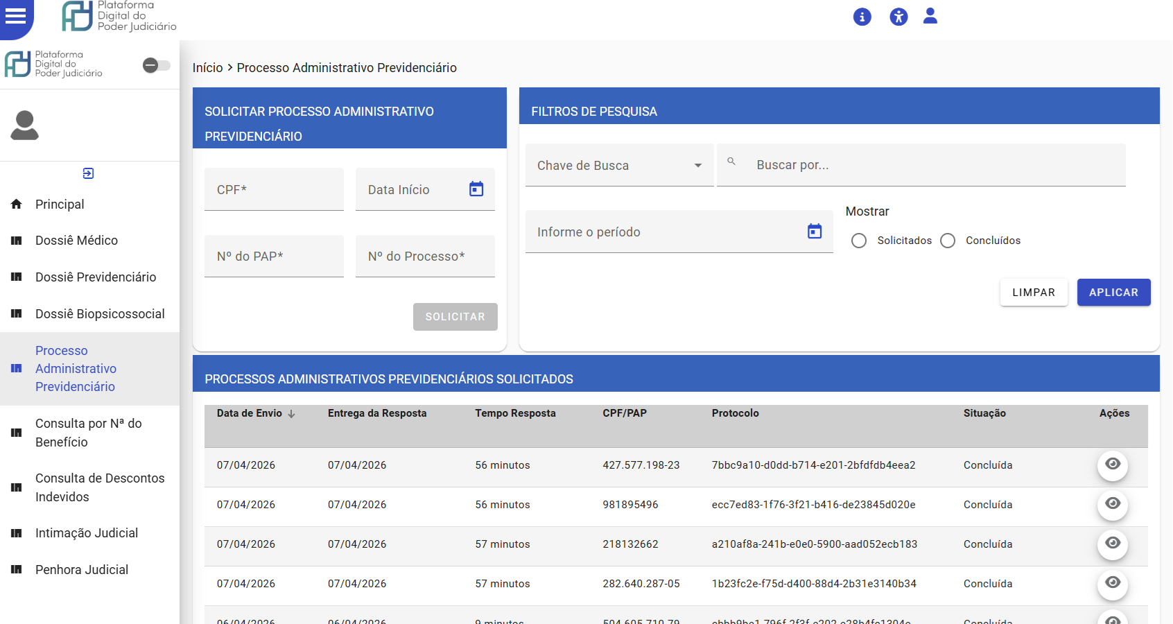 PAP - Processos Administrativos Previdenciários