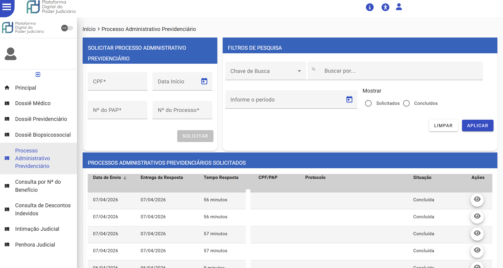 PAP - Processos Administrativos Previdenciários