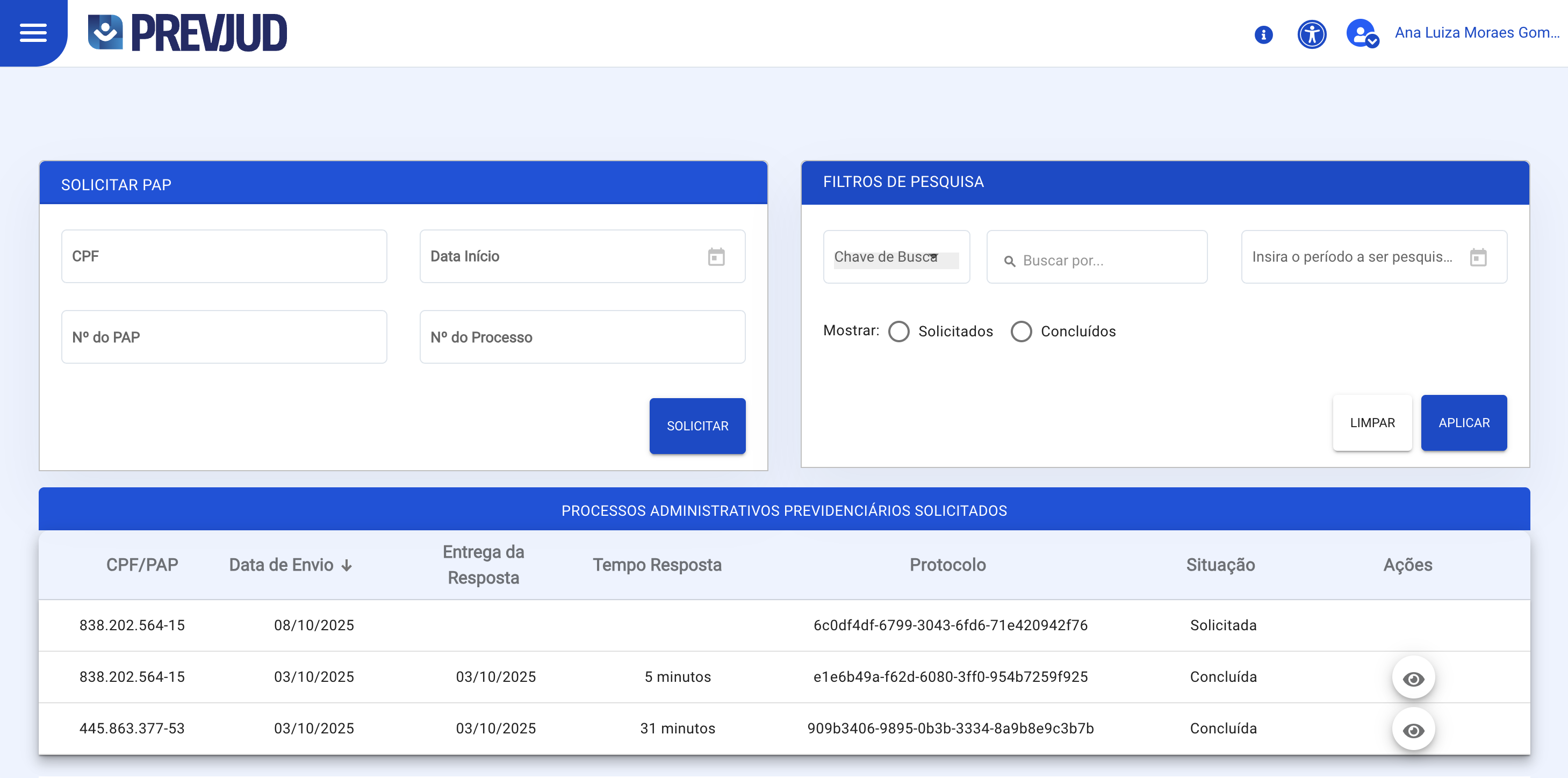 PAP - Processos Administrativos Previdenciários