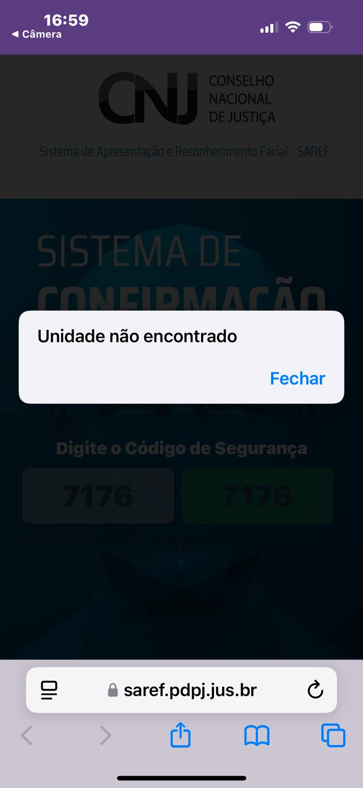 Mensagem de Erro