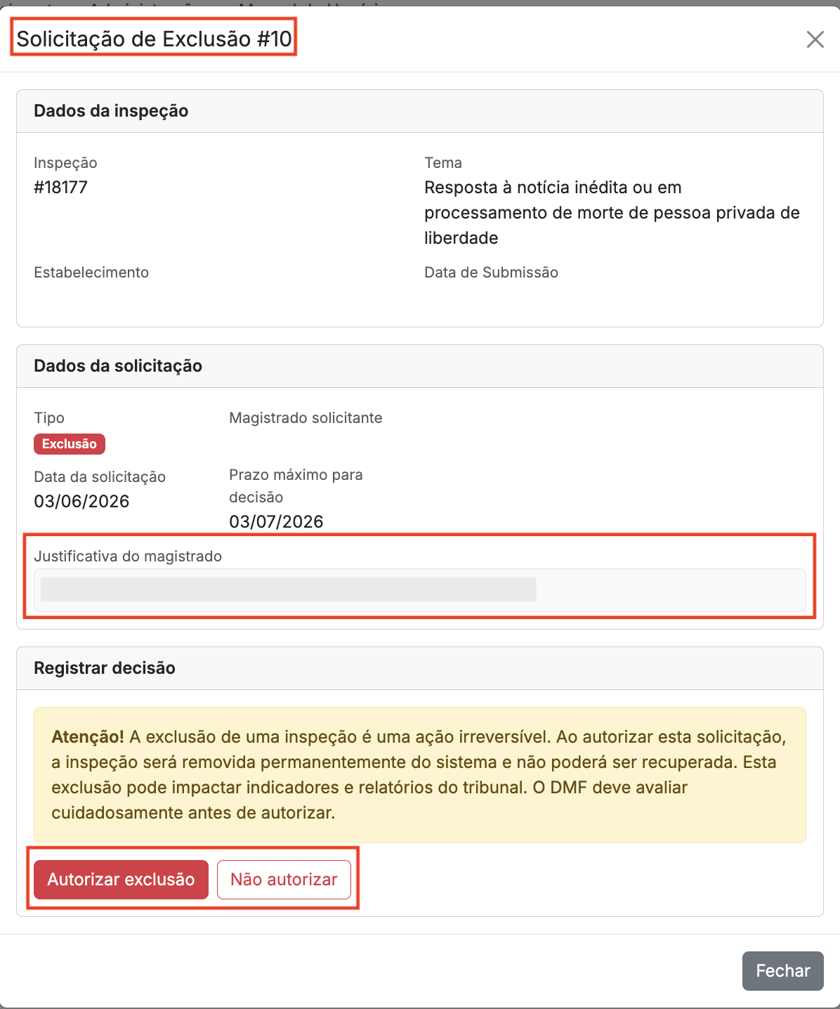 Análise da Solicitação