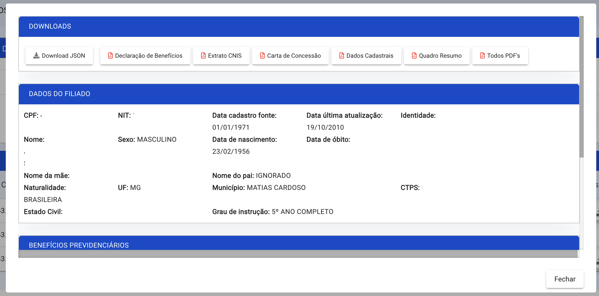 Dossiê Previdenciário — Visualizar