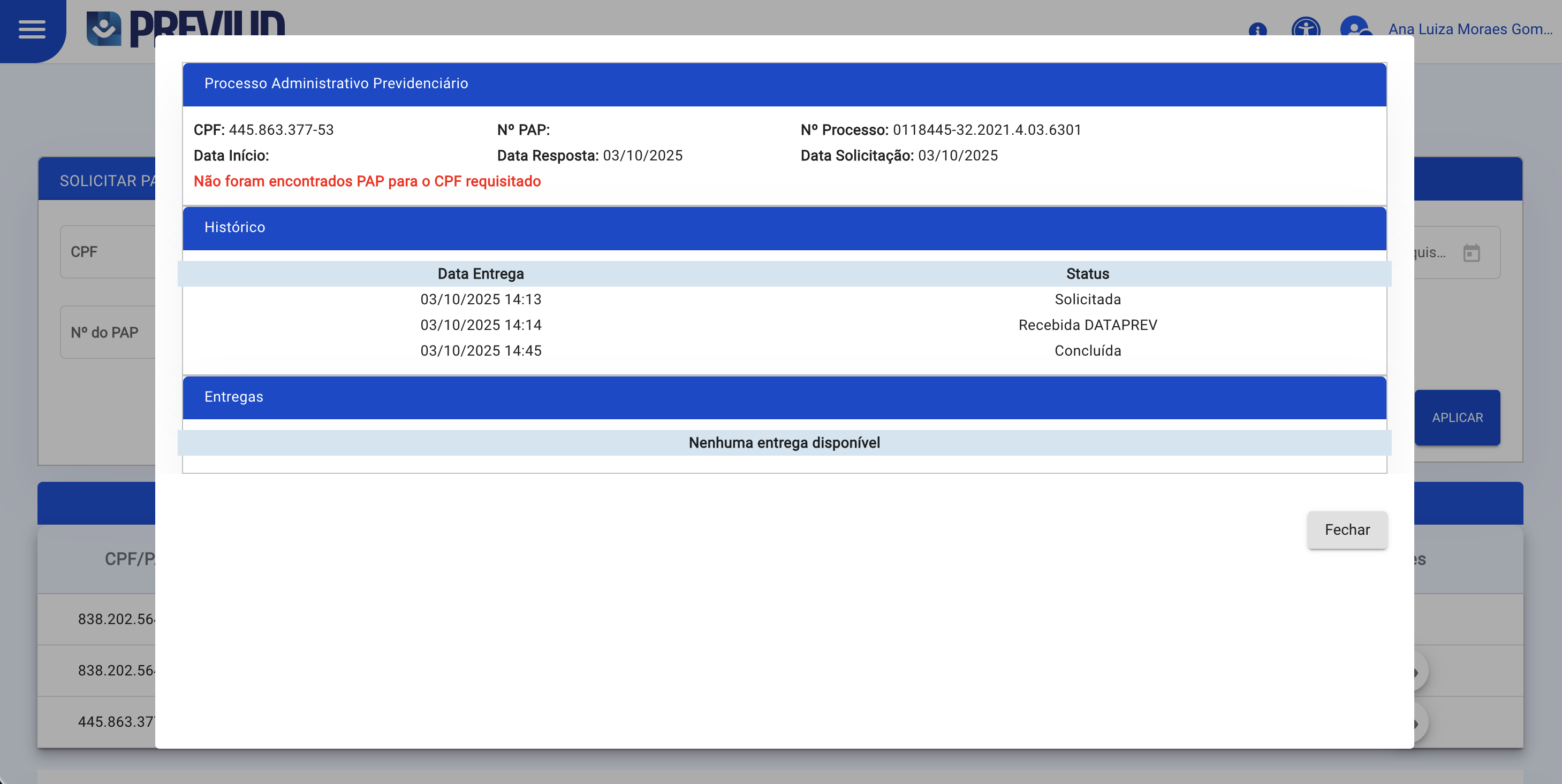 PAP - Processos Administrativos Previdenciários
