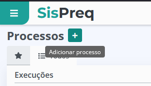 Botão de adicionar processos