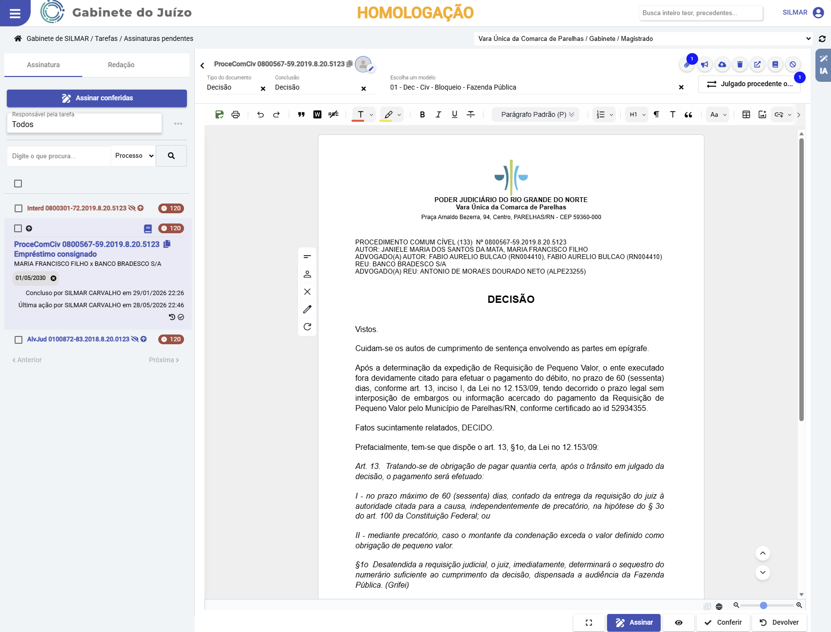 Assinaturas Pendentes