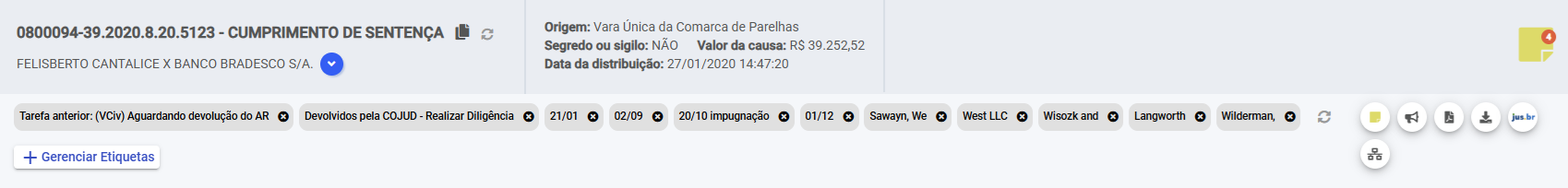 Cabeçalho dos Autos Digitais