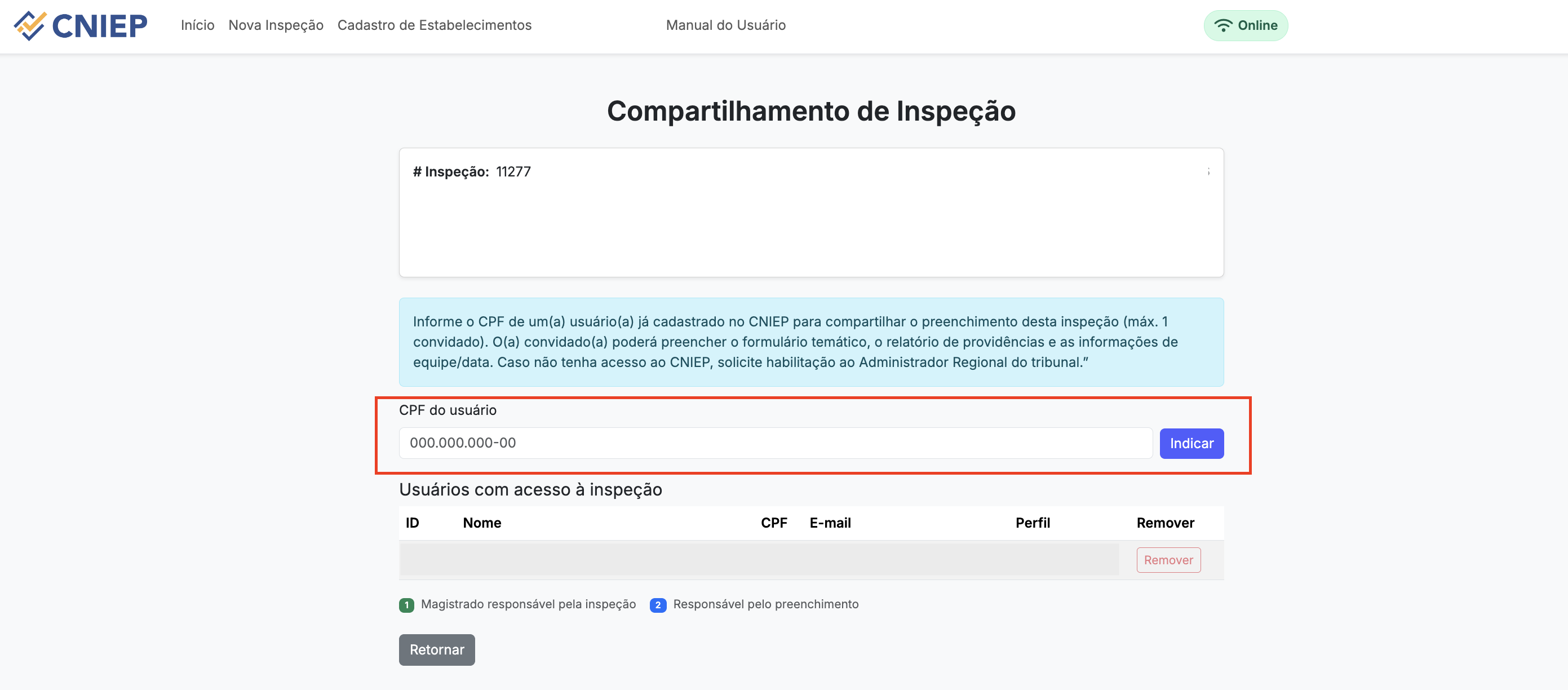 Painel de compartilhamento