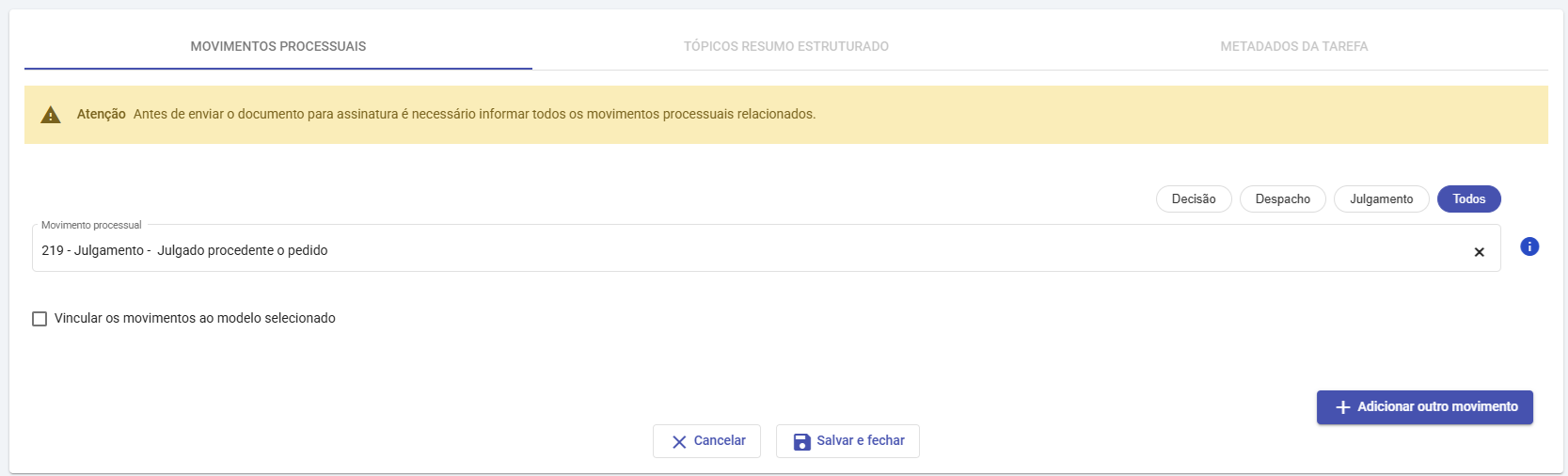 Painel Movimentações Processuais