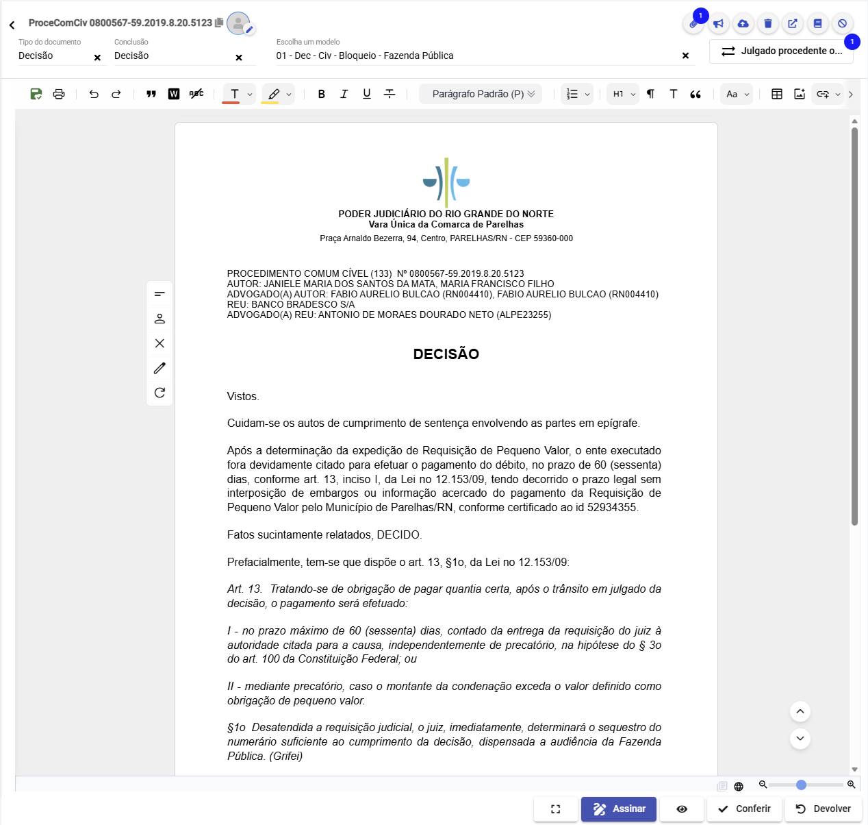 Editor de Minuta