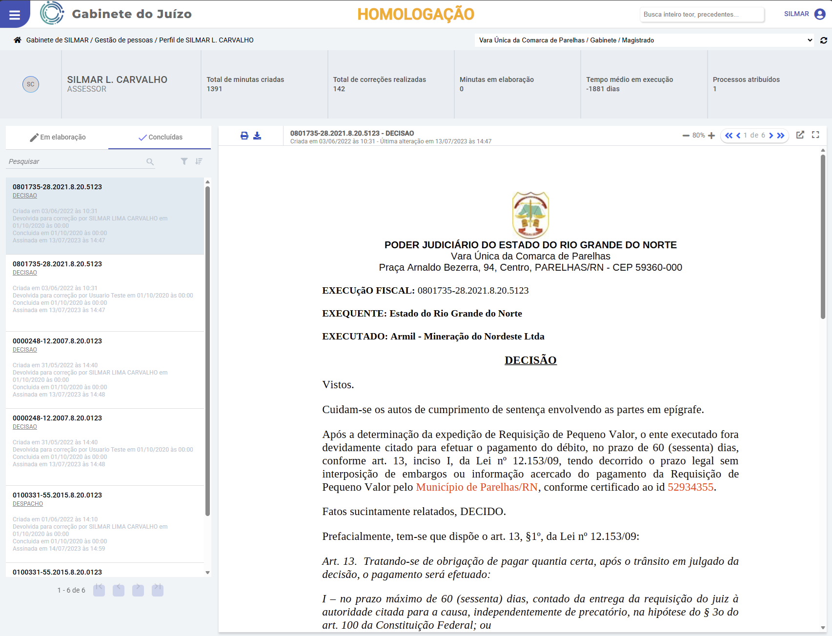 Perfil do Servidor