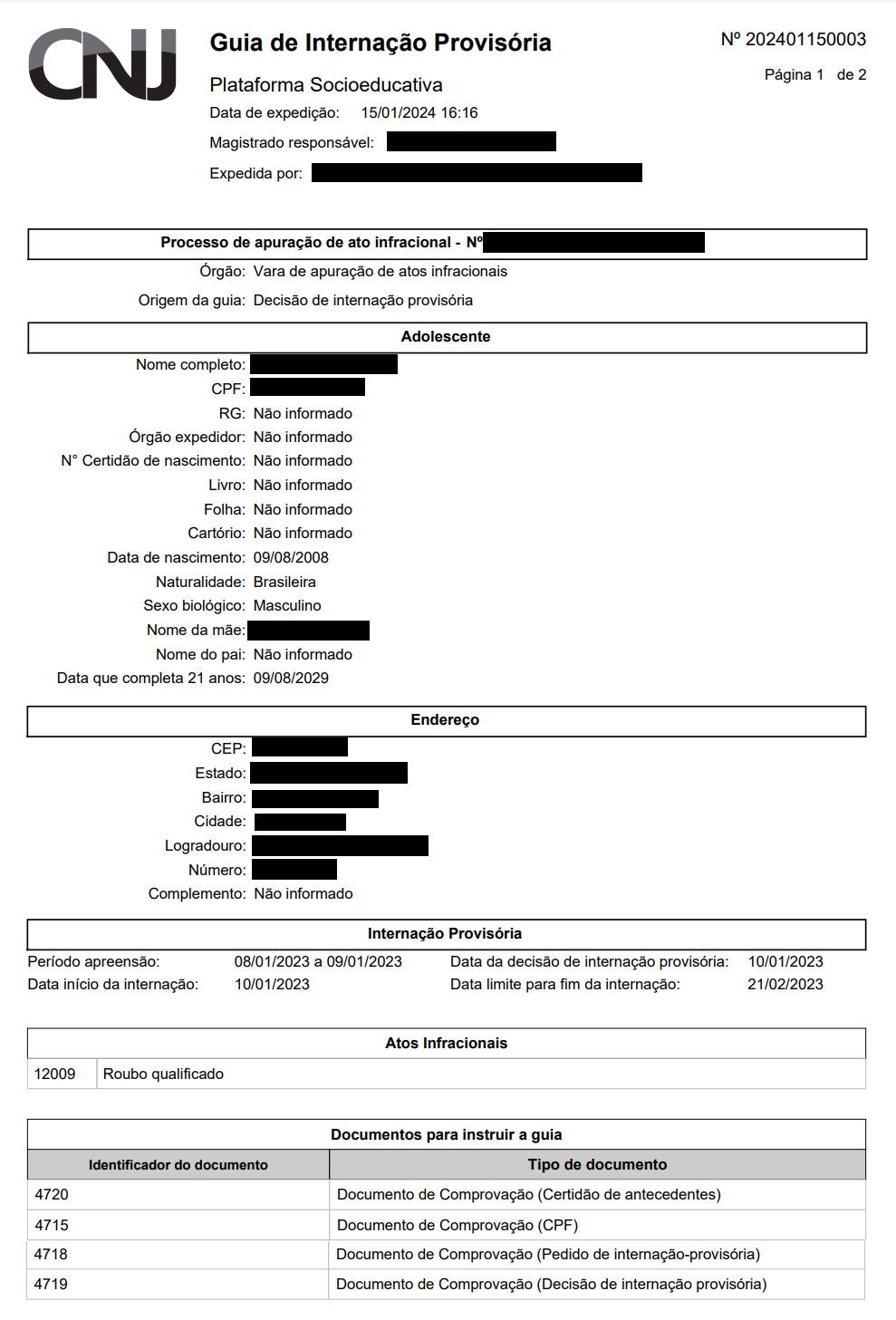 encerramento internação provisória