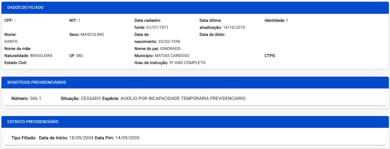 Visualização Dossiê Previdenciário 3