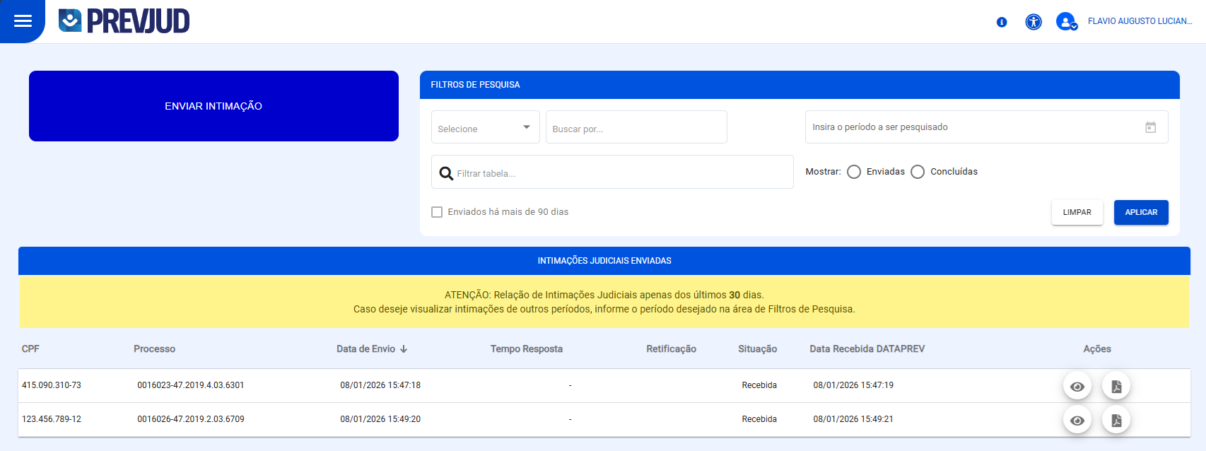 Layout Intimação Judicial