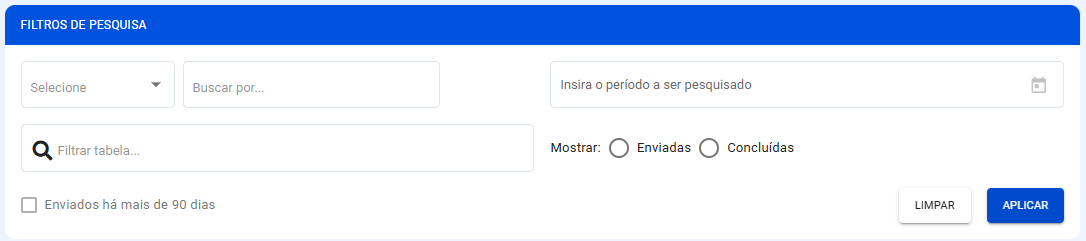 Filtros Intimação Judicial