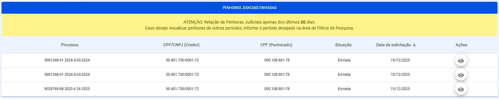 Grid Penhoras Judiciais
