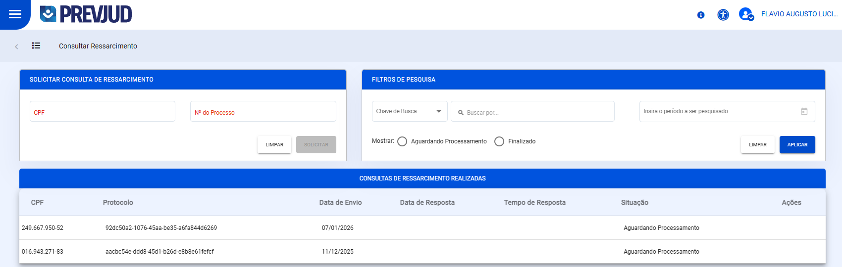 Layout Ressarcimentos