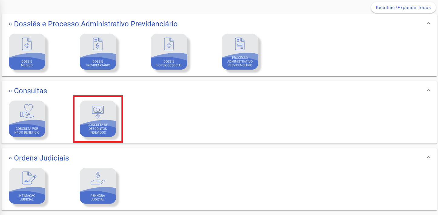 Página inicial Descontos Indevidos