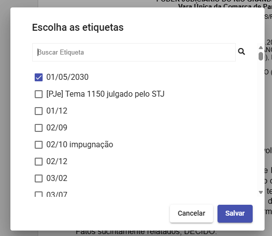 Modal Etiquetas