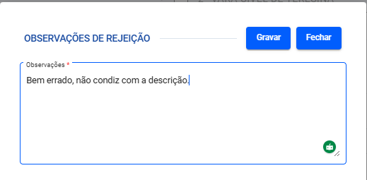 Figura 108 – Tela de confirmação de rejeite de remessas.