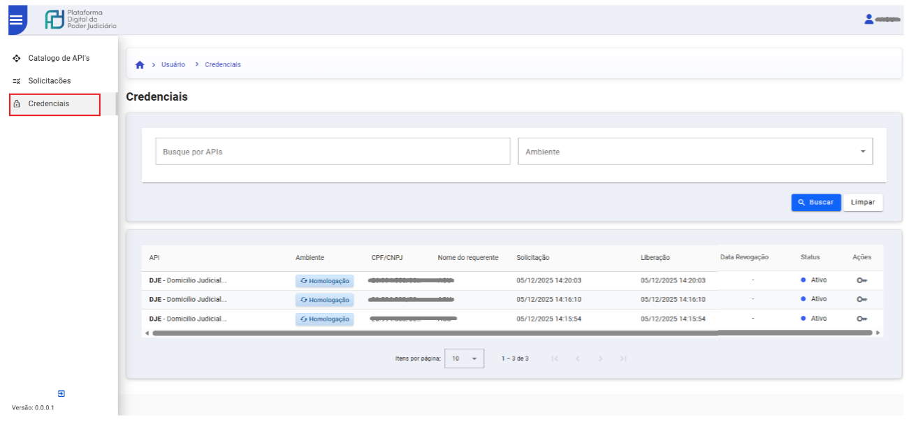 menu lateral esquerdo do sistema, será apresentada