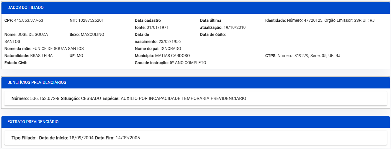 Visualização Dossiê Previdenciário 3
