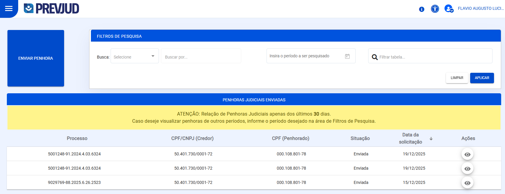 Layout Penhora Judicial