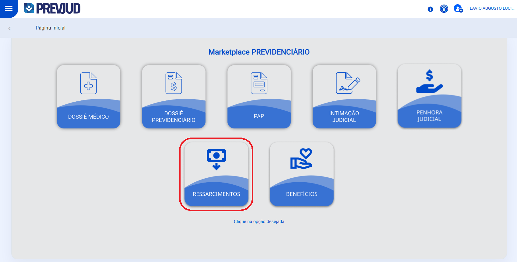 Página inicial Ressarcimentos